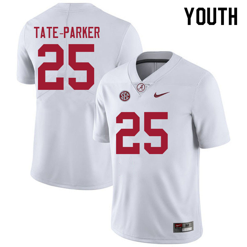 Youth #25 Jordan Tate-Parker Alabama Crimson Tide College Football Jerseys Sale-White